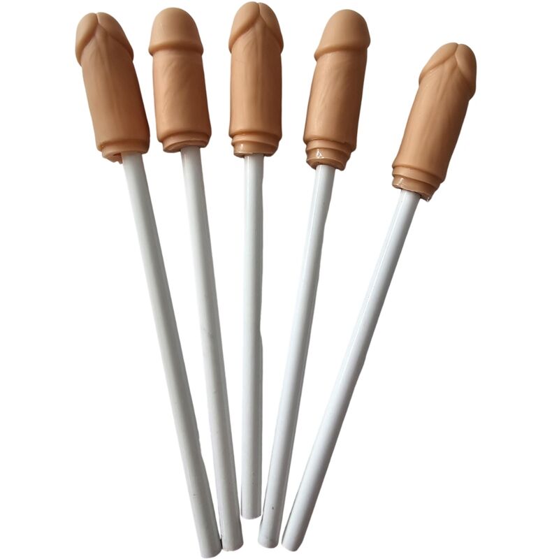 DIABLO PICANTE - 5 LÁPIS COM PONTA EM FORMA DE PÉNIS COR NATURAL