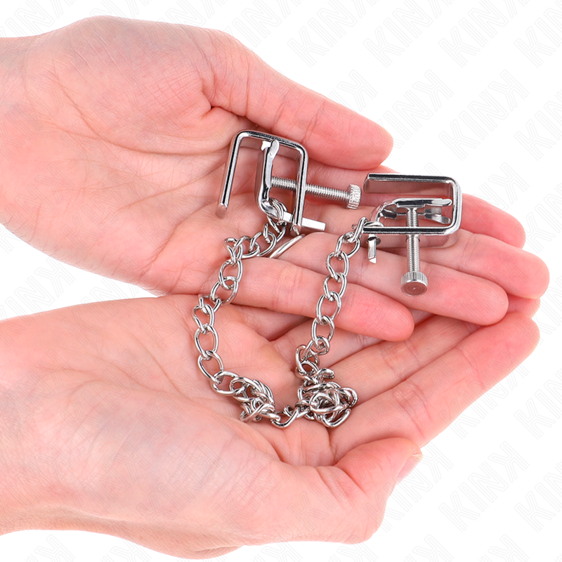 KINK - PINÇAS PARA MAMILOS COM PRENSA DE TORNIQUETE E CORRENTE 30 CM