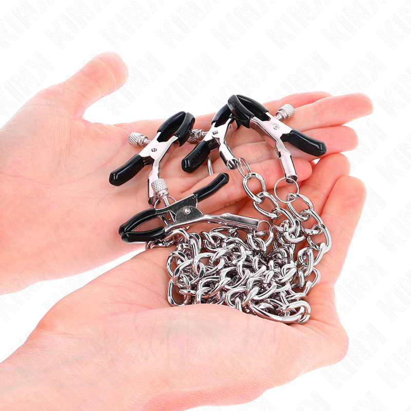 KINK - PINÇAS DUPLAS PARA MAMILOS 32 CM COM CORRENTES DE 14 CM