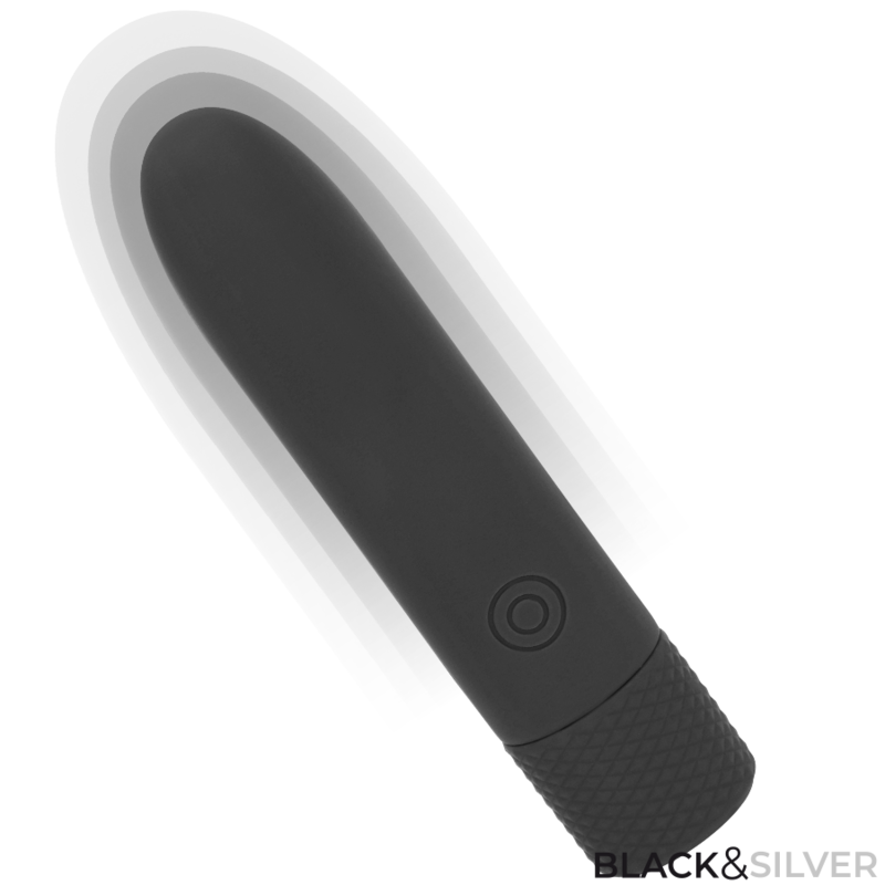 NEGRO Y PLATA - GERI USB RECARREGÁVEL VIBRATÓRIA BULLET 8 VIBRAÇÕES PRETO 10 X 2,2 CM
