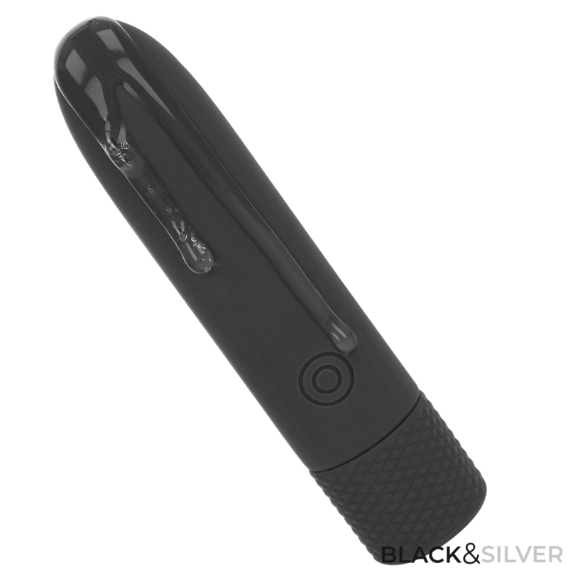 NEGRO Y PLATA - GERI USB RECARREGÁVEL VIBRATÓRIA BULLET 8 VIBRAÇÕES PRETO 10 X 2,2 CM