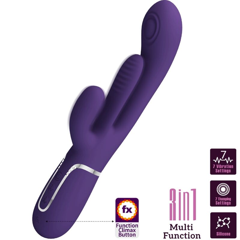 PRETTY LOVE - SHANIA TRIPLO VIBRADOR RABBIT MULTIFUNÇÕES ROXO