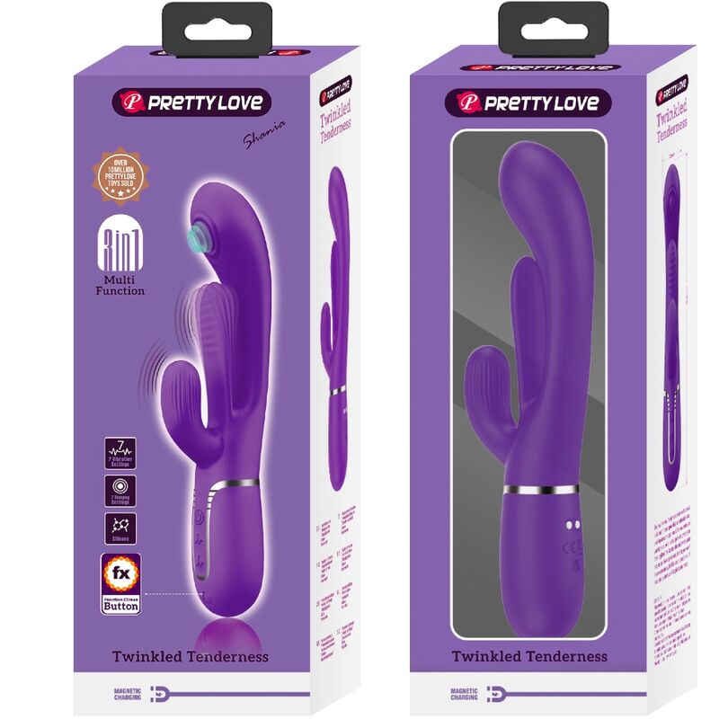 PRETTY LOVE - SHANIA TRIPLO VIBRADOR RABBIT MULTIFUNÇÕES ROXO