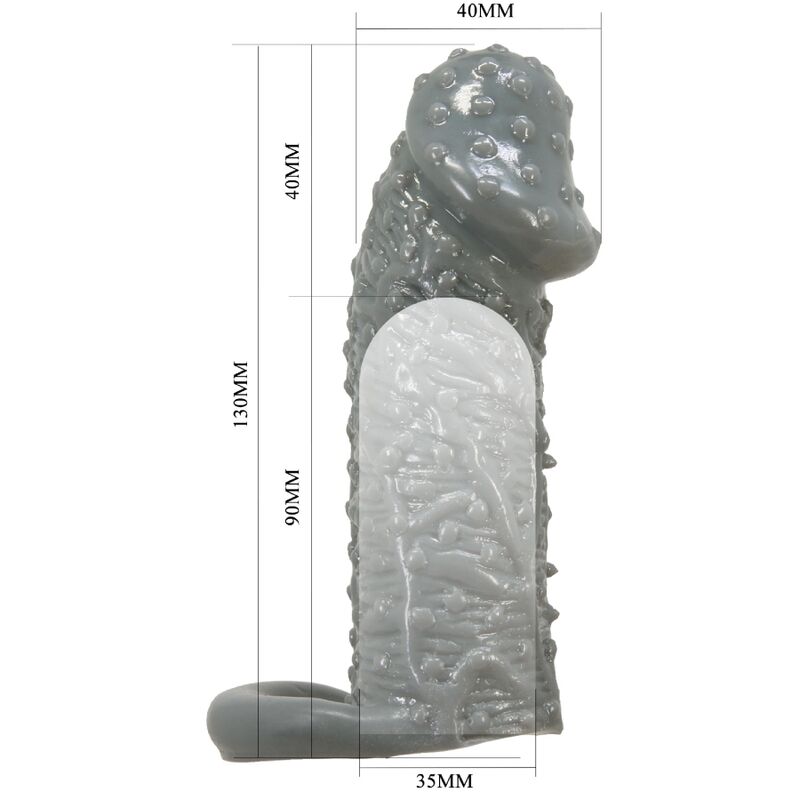 PRETTY LOVE - FUNDA REALISTA ALONGADORA E RETARDANTE PARA PENIS MODELO 2 CINZA