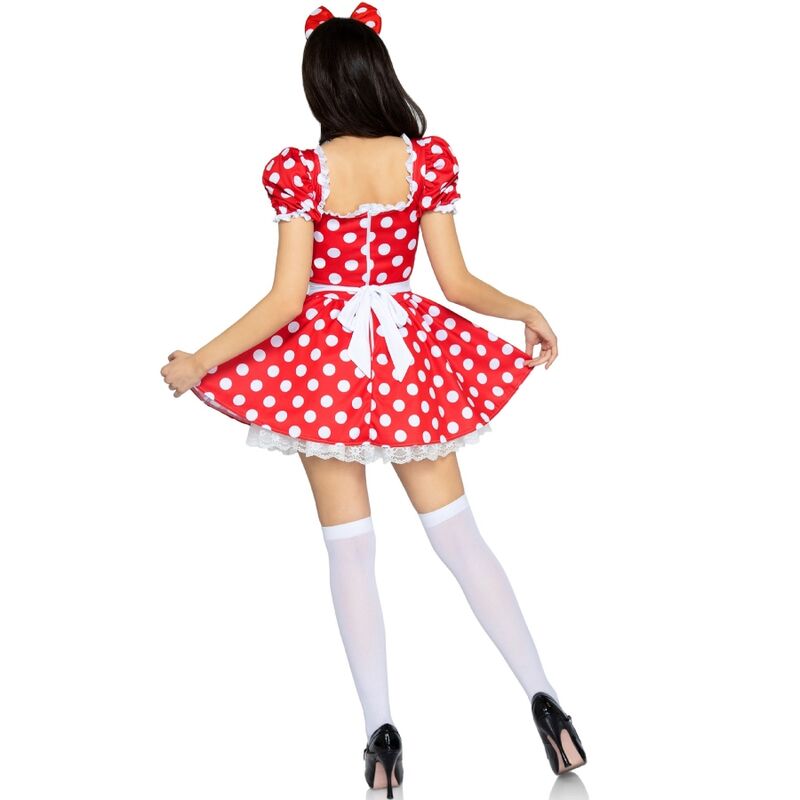 Leg Avenue - Vestido de Bolinhas con Faixa de Cabeça Vermelho e Branco M