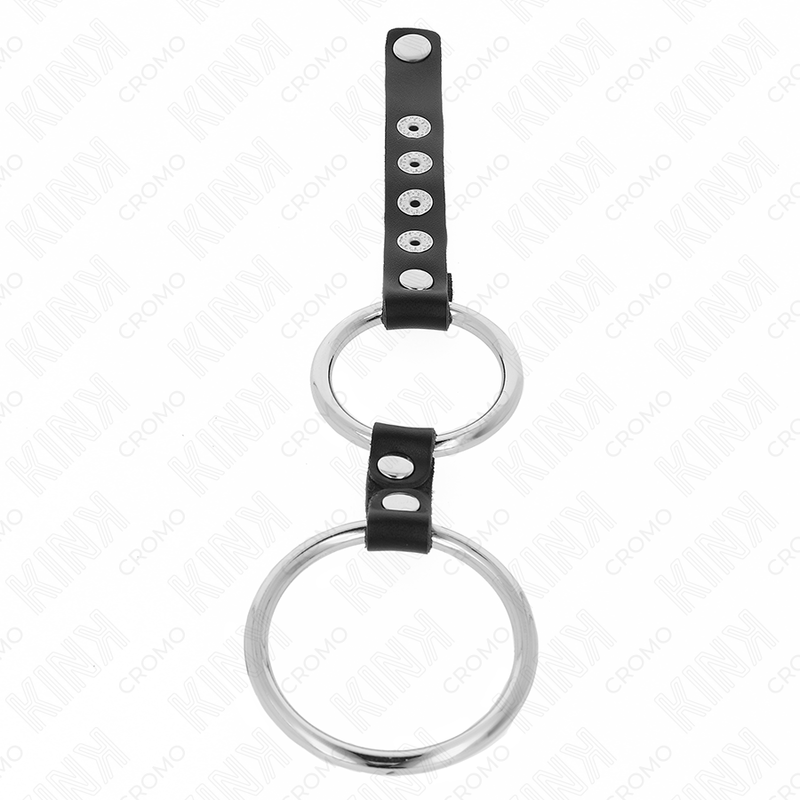 KINK - ANEL DUPLO EM METAL PARA PÊNIS 3,8 CM A 5 CM LIGADO POR COURO