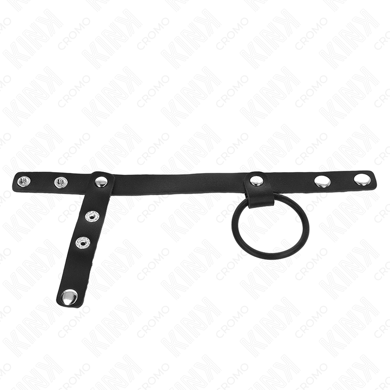 Kink - Anel de Pênis de Silicone 3,8 Cm con Divisor de Bolas y Tira de Couro 22 X 1,5 Cm