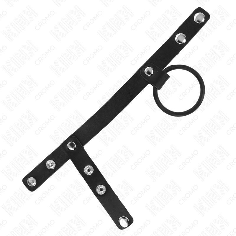 Kink - Anel de Pênis de Silicone 3,8 Cm con Divisor de Bolas y Tira de Couro 22 X 1,5 Cm