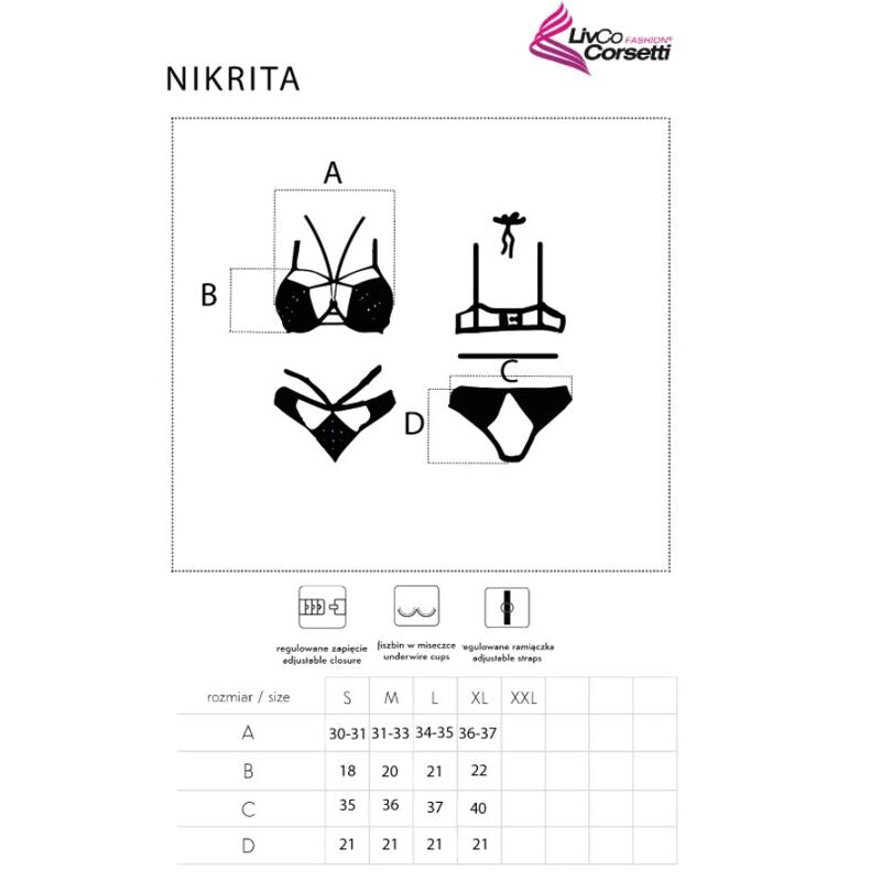 LIVCO CORSETTI FASHION - NIKRITA LC 90674 SUTIÃ + CUECAS PRETAS M