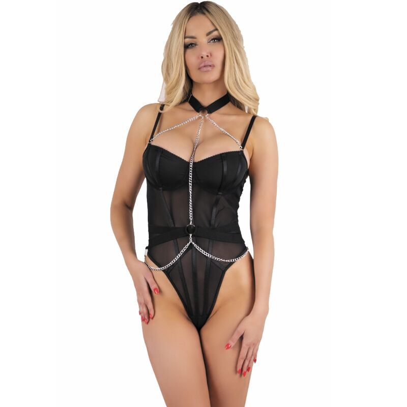 LIVCO CORSETTI FASHION - RUBIKA LC XG079 BODY COM GARGANTILHA PRETO S