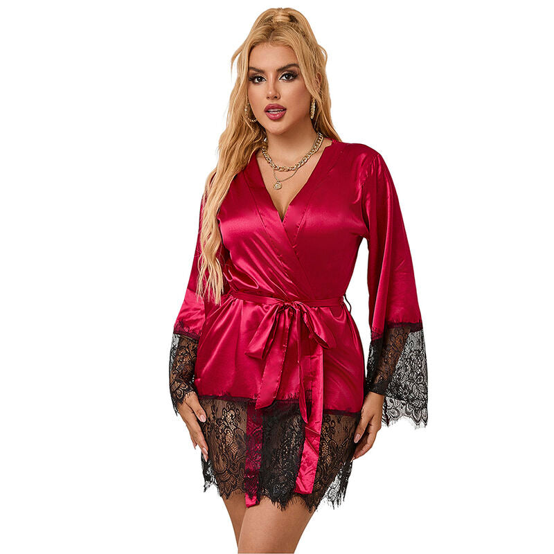 SUBBLIME - 953829 CAMISOLA ELEGANTE DE RENDA + TANGA VERMELHA L/XL