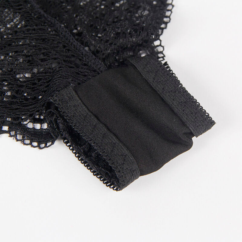 SUBBLIME - 953911 CONJUNTO 3 PEÇAS RENDA E CETIM PRETO S/M