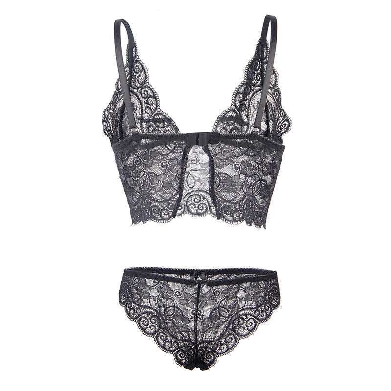 SUBBLIME - 953928 CONJUNTO 3 PEÇAS RENDA E CETIM PRETO L/XL