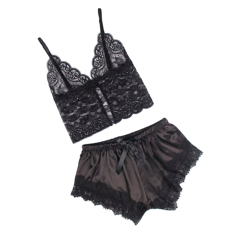 SUBBLIME - 953942 PIJAMA SEXY CETIM E RENDA PRETO L/XL