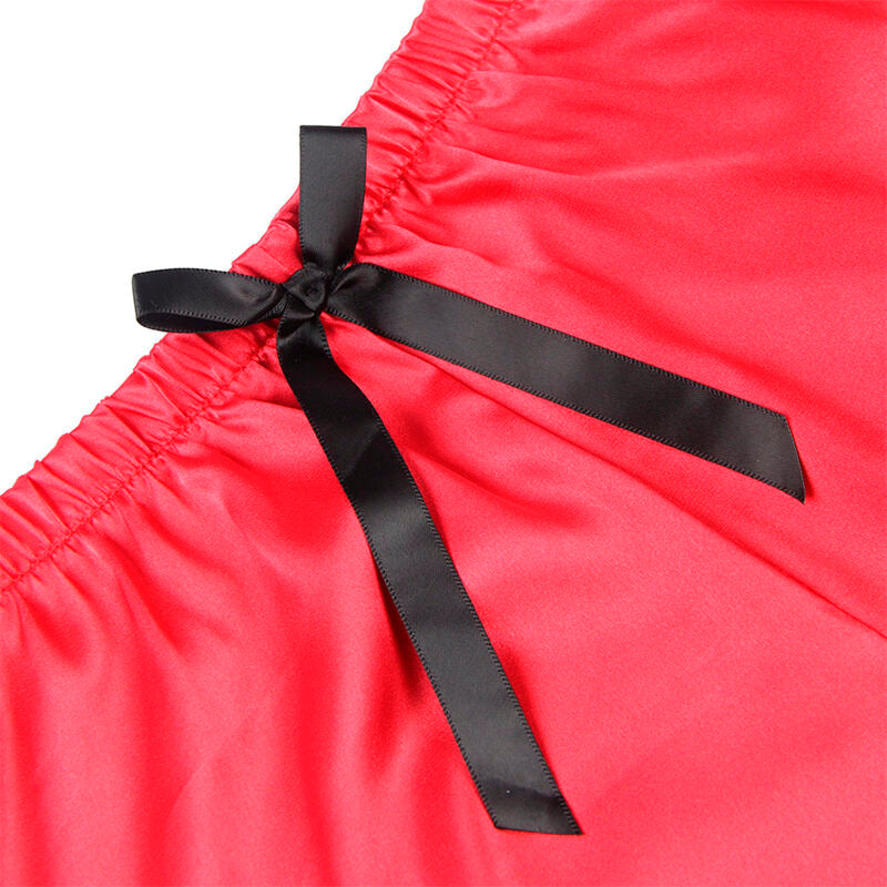 SUBBLIME - 953966 PIJAMA SEXY CETIM E RENDA PRETO/VERMELHO L/XL