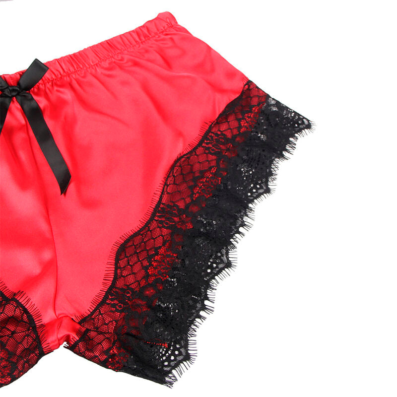 SUBBLIME - 953966 PIJAMA SEXY CETIM E RENDA PRETO/VERMELHO L/XL