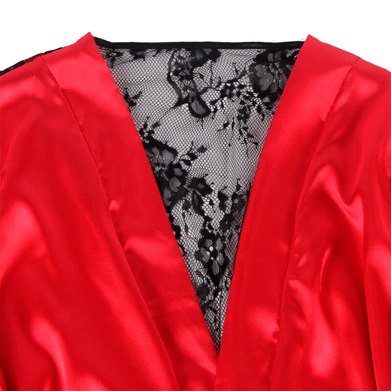SUBBLIME - 954024 CAMISOLA DE RENDA COSTAS TRANSPARENTES + TANGA PRETO/VERMELHO L/XL
