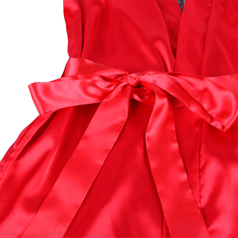 SUBBLIME - 954024 CAMISOLA DE RENDA COSTAS TRANSPARENTES + TANGA PRETO/VERMELHO L/XL