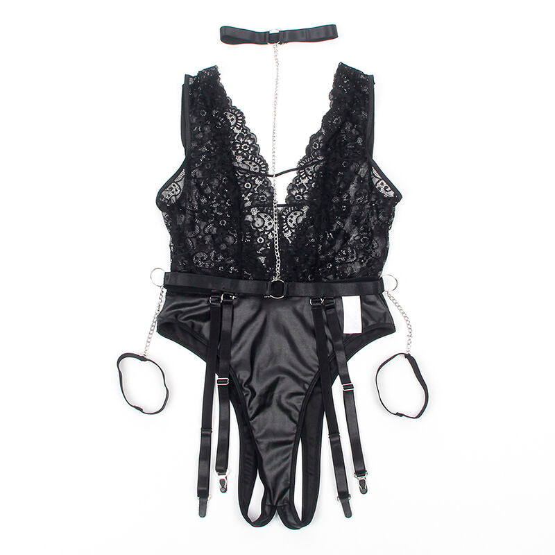 Subblime - 954390 Body Sexy con Cinta-Liga Negra L/XL