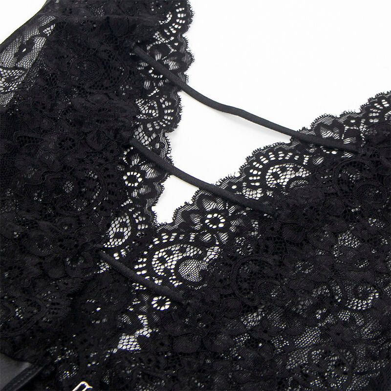Subblime - 954390 Body Sexy con Cinta-Liga Negra L/XL