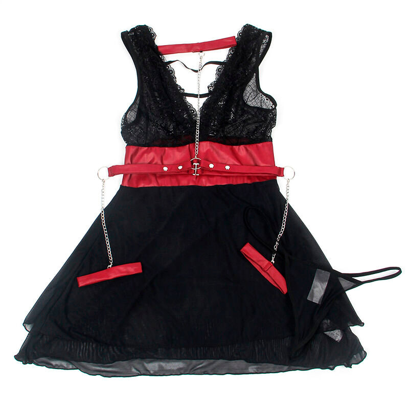 SUBBLIME - 954420 VESTIDO BONDAGE EM RENDA PRETO S/M