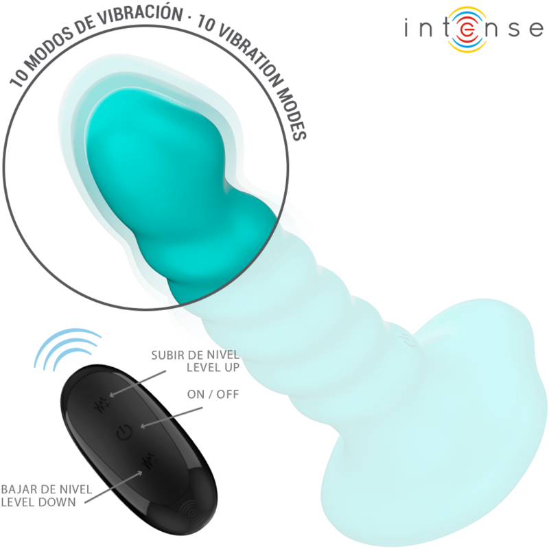 INTENSE - BUFFY VIBRADOR TAMANHO S DESIGN EM ESPIRAL 10 VIBRAÇÕES AZUL COM CONTROLO REMOTO