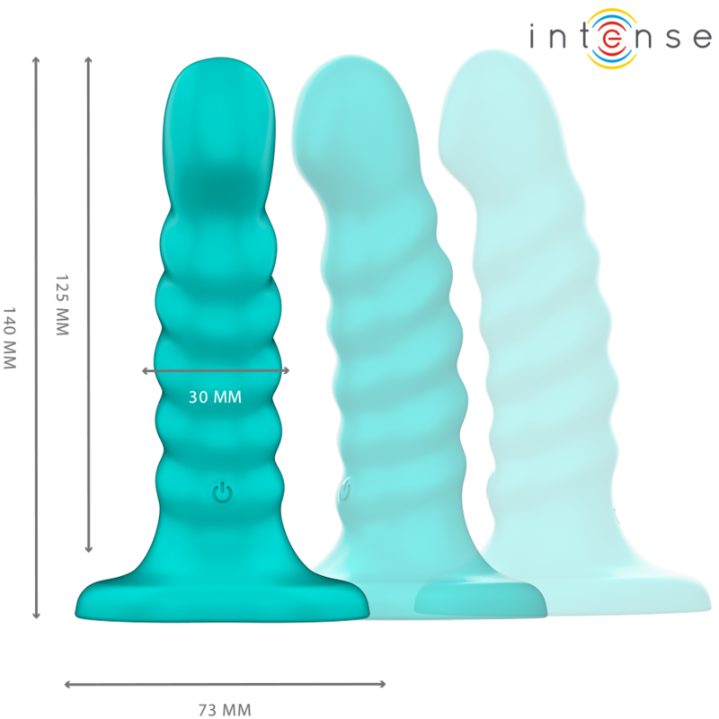 INTENSE - VIBRADOR BUFFY TAMANHO P DESIGN ESPIRAL 10 VIBRAÇÕES CONTROLE REMOTO AZUL