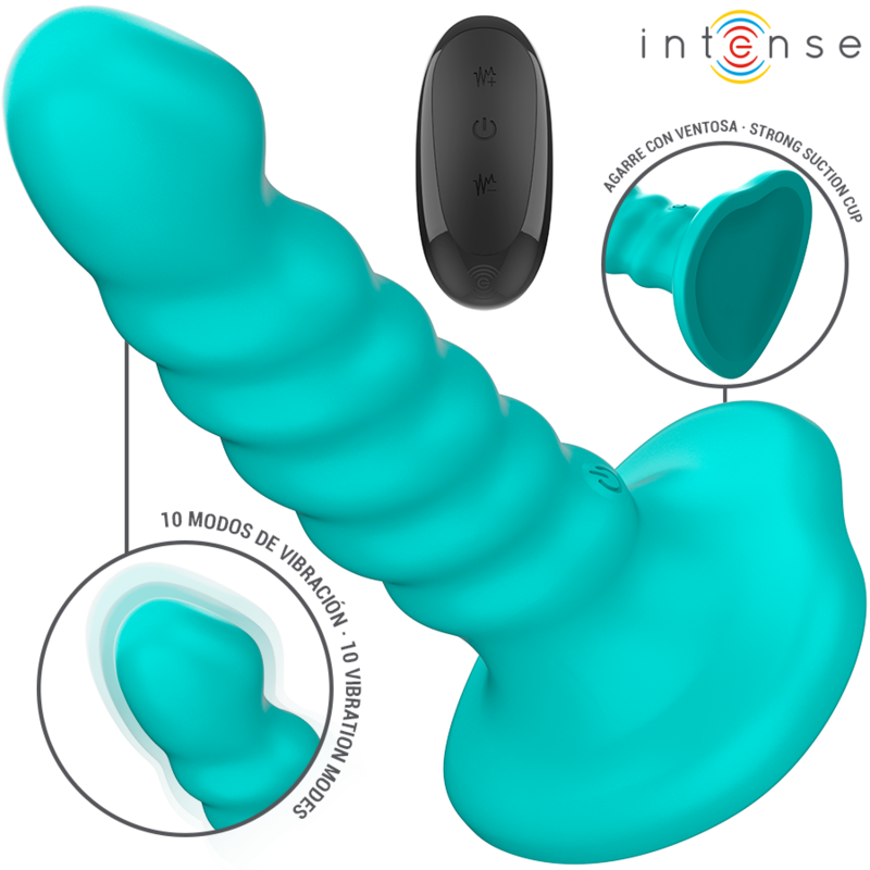 INTENSE - BUFFY VIBRADOR TAMANHO S DESIGN EM ESPIRAL 10 VIBRAÇÕES AZUL COM CONTROLO REMOTO
