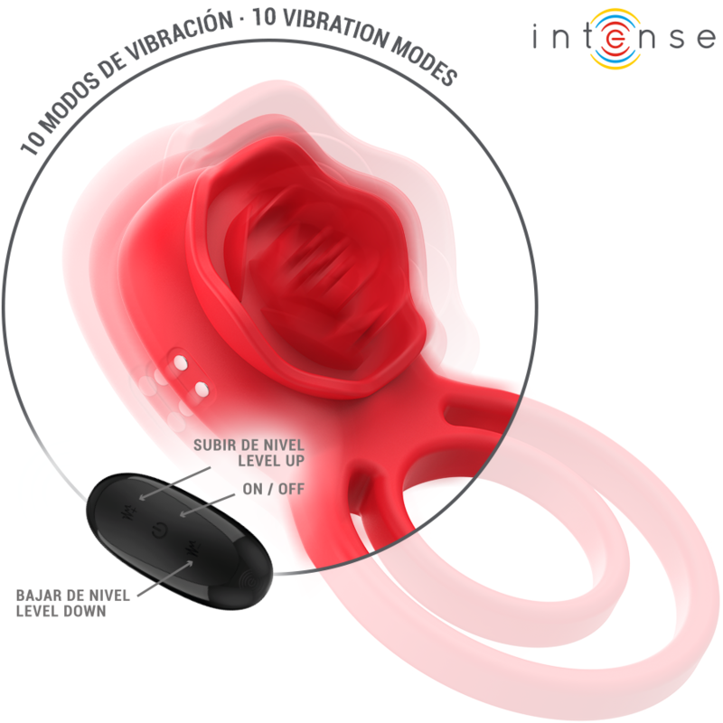 INTENSO - GAIL ESTIMULADOR ROSE 10 VIBRAÇÕES VERMELHO CONTROLE REMOTO