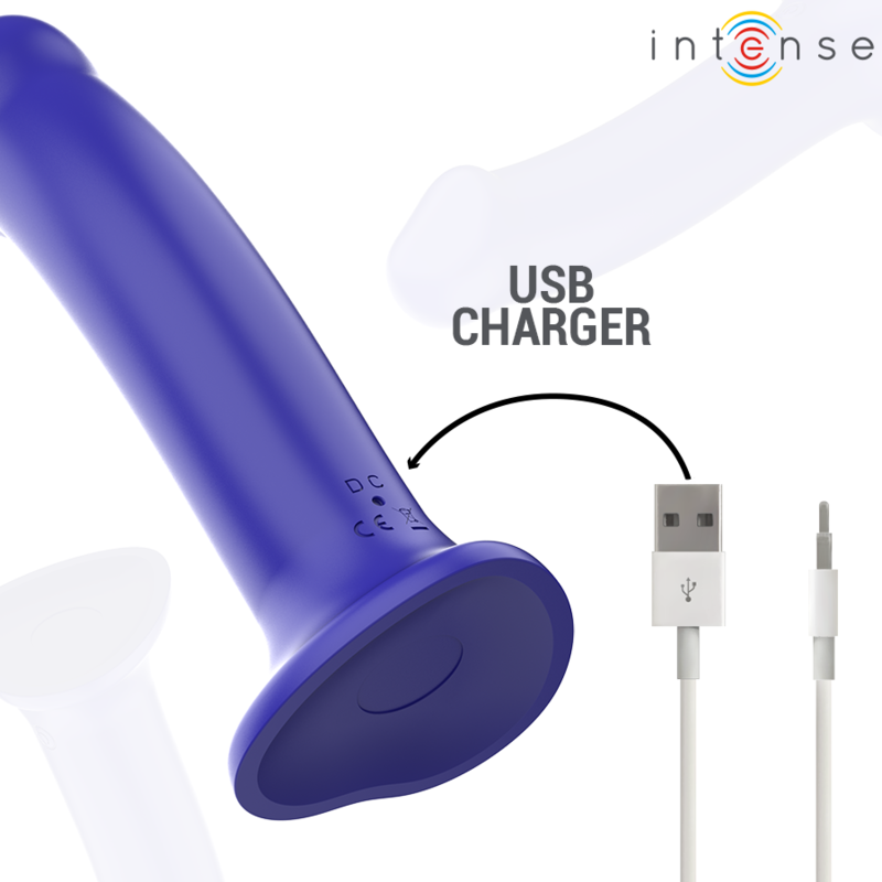 Intense - Victoria Vibrador Com Ventosa 10 Vibrações Azul Escuro Control Remoto
