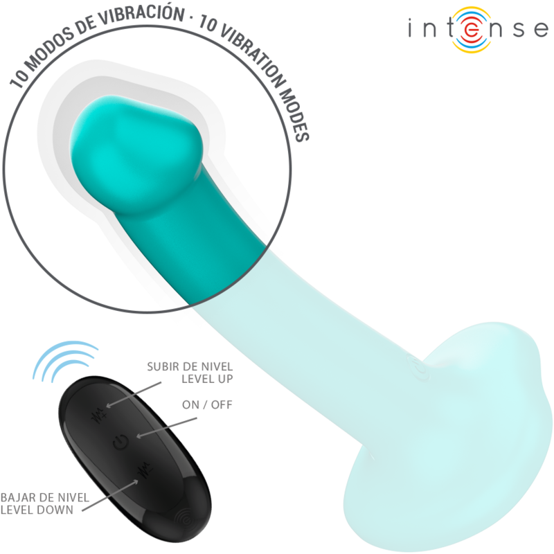 Intense - Katie Vibrador Com Ventosa 10 Vibrações Azul Control Remoto