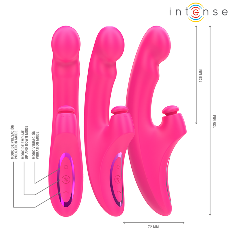 Intenso - Emi Vibrador 13,5 Cm Multifunção 3 Em 1 10 Vibrações Rosa