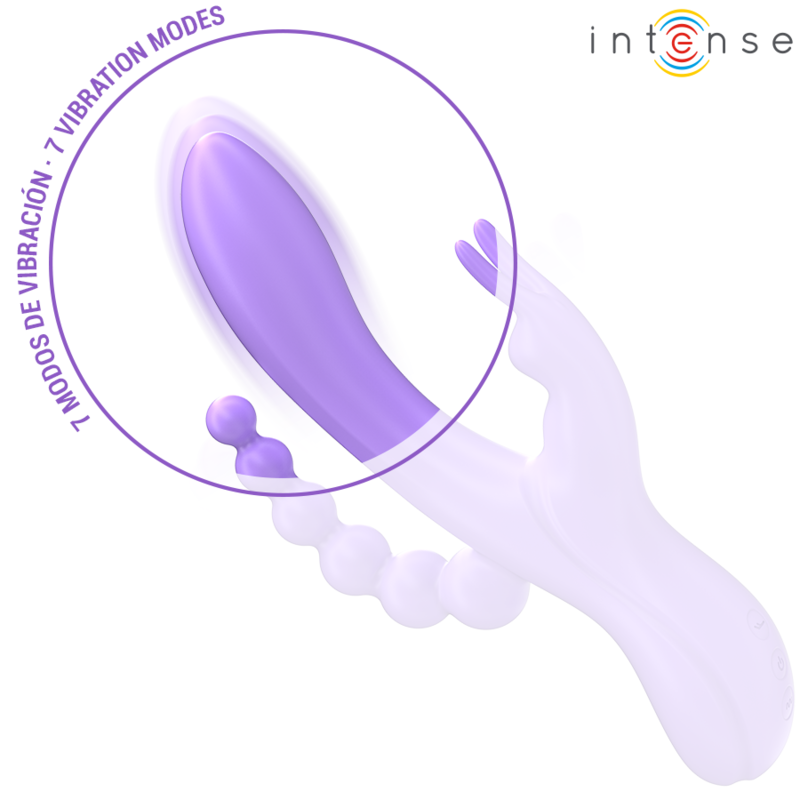 Intenso - Miko Triplo Vibrador Coelho e Estimulador Anal 7 Vibrações Roxo