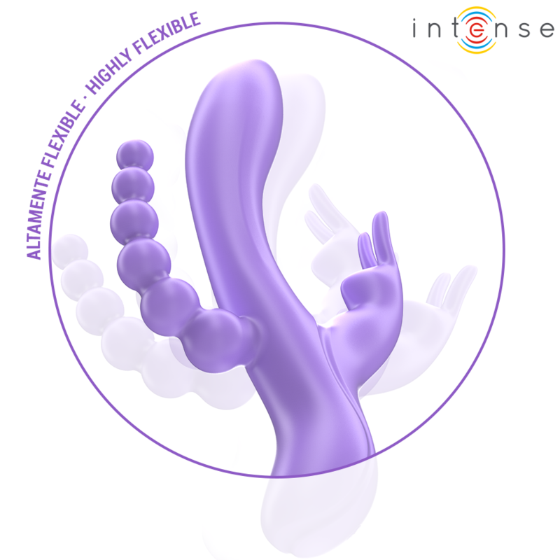 Intenso - Miko Triplo Vibrador Coelho e Estimulador Anal 7 Vibrações Roxo