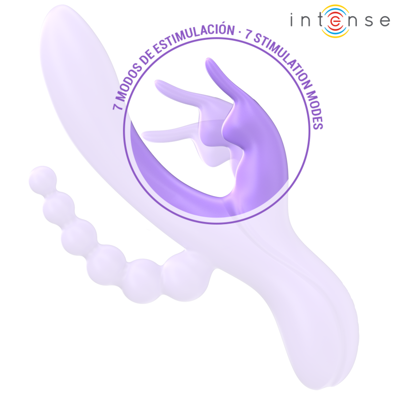 Intenso - Miko Triplo Vibrador Coelho e Estimulador Anal 7 Vibrações Roxo