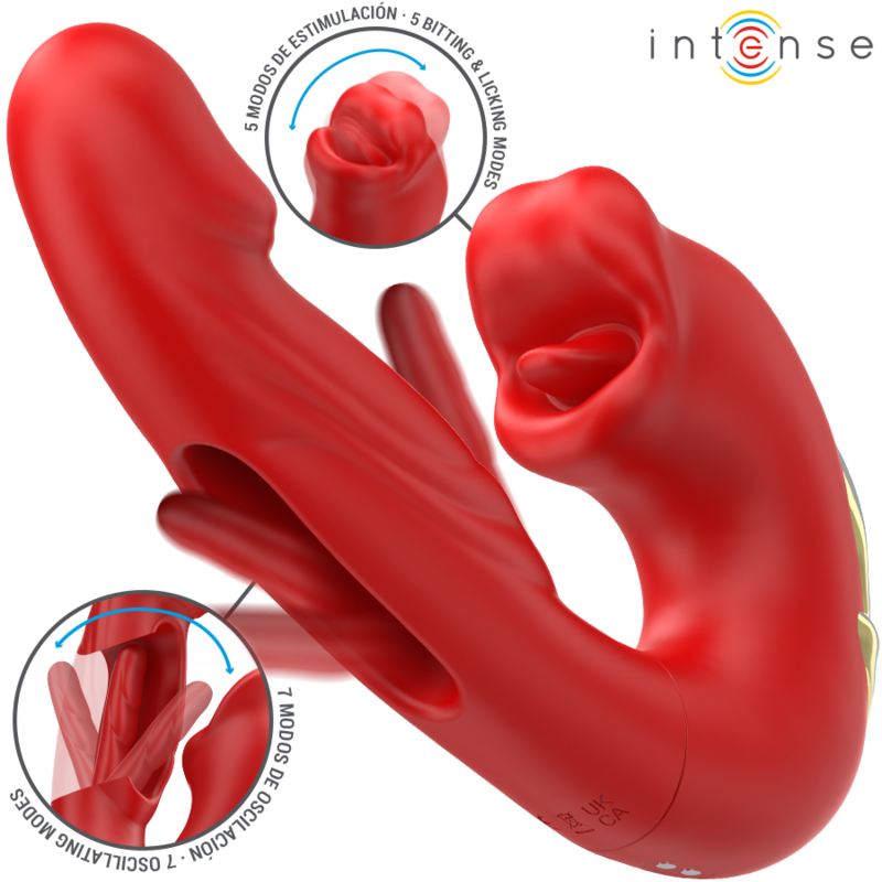 Intenso - Nathy Duplo Vibrador Com Boca Multifuncional Estimulante Vermelho