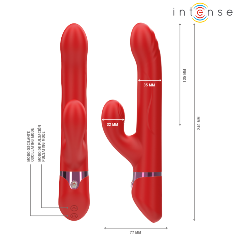 Intenso - Lele Multifuncional Vibrador Rotativo e Oscilação e Estimulação Vermelho