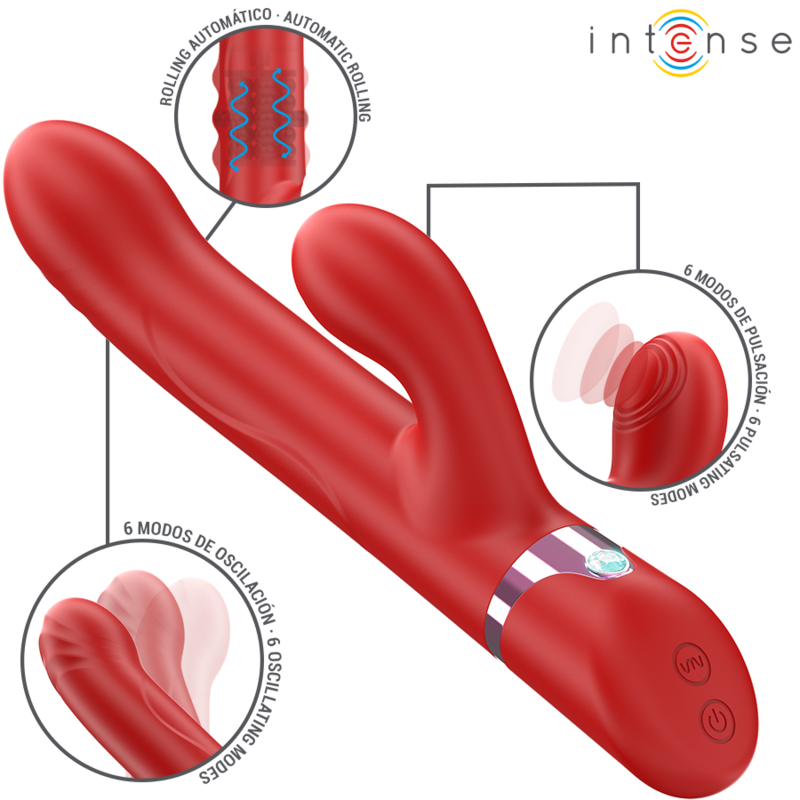 Intenso - Lele Multifuncional Vibrador Rotativo e Oscilação e Estimulação Vermelho