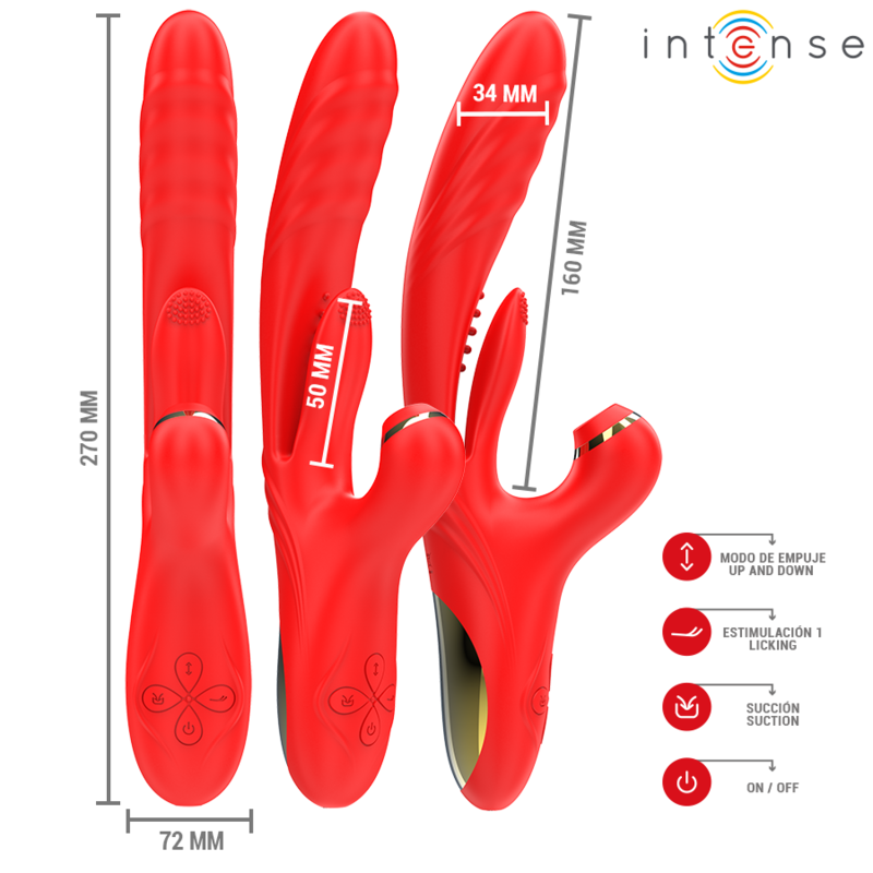 Intenso - Karol Multifuncional Vibrador Impulso e Estimulação e Sucção Vermelho