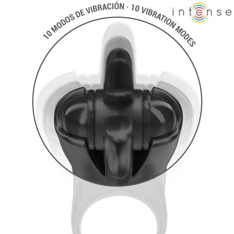 Intenso - Mabel Anel Vibratório 10 Vibrações Com Estimulador De Clítoris Negro