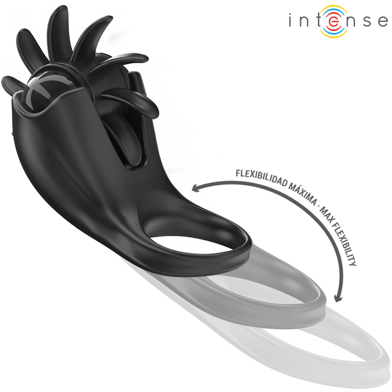 Intenso - Mabel Anel Vibratório 10 Vibrações Com Estimulador De Clítoris Negro