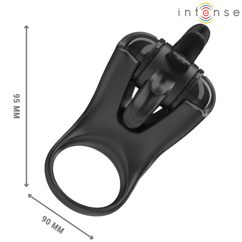 Intenso - Mabel Anel Vibratório 10 Vibrações Com Estimulador De Clítoris Negro