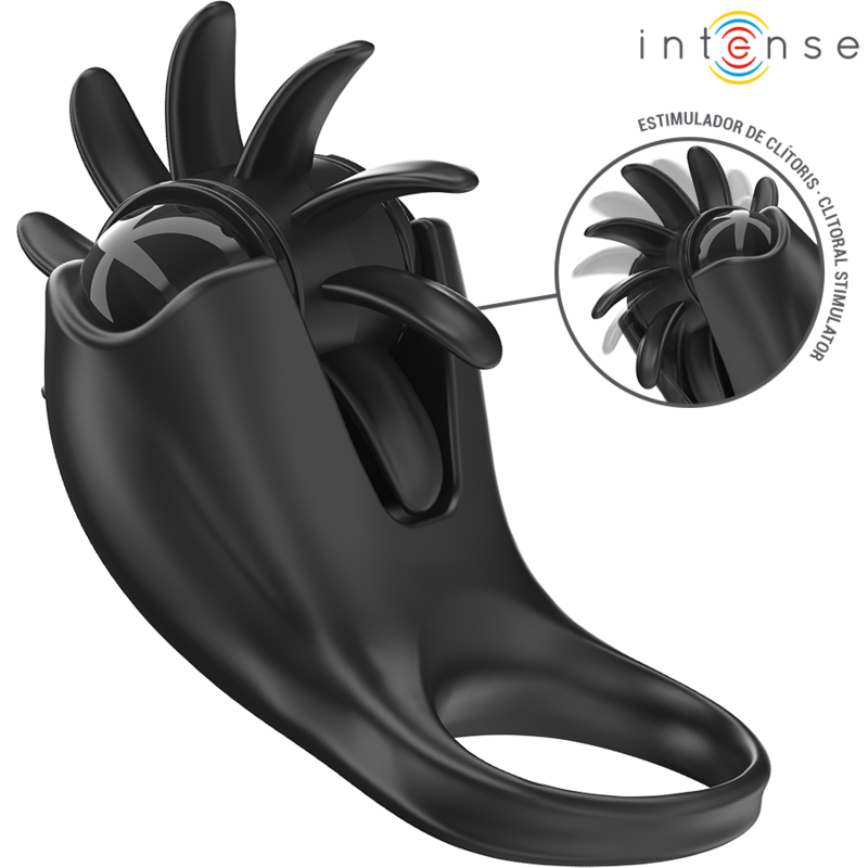 Intenso - Mabel Anel Vibratório 10 Vibrações Com Estimulador De Clítoris Negro