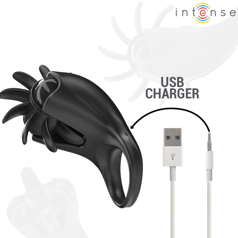 Intenso - Mabel Anel Vibratório 10 Vibrações Com Estimulador De Clítoris Negro