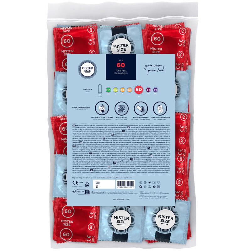 MISTER TAMAÑO - PRESERVATIVO TAMANHO XL 60 MM (100 UNIDADES)