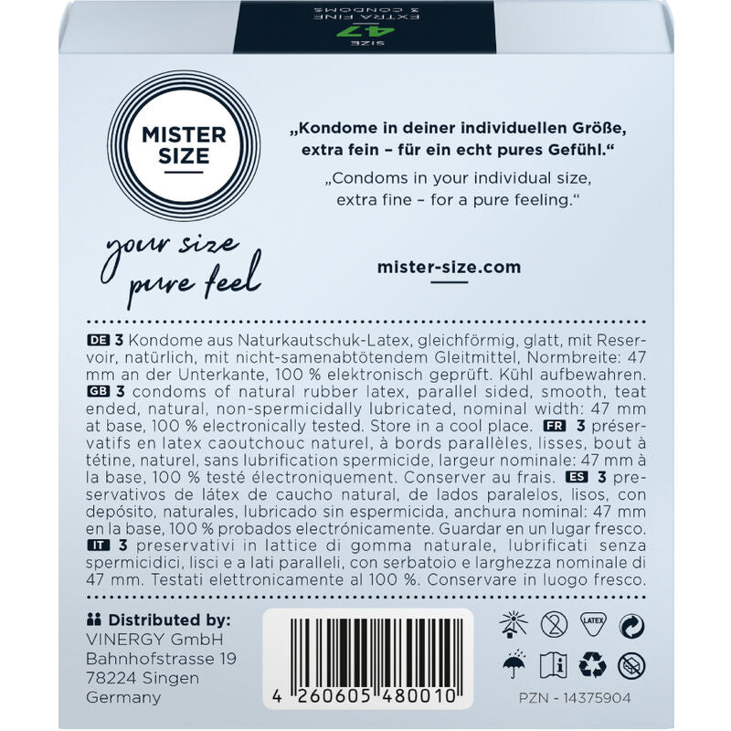 MISTER TAMAÑO - PRESERVATIVOS TAMANHO XS 47 MM (3 UNIDADES)