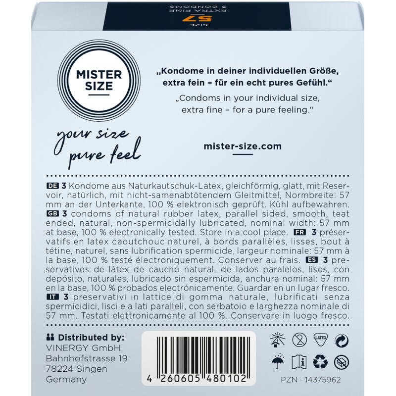 MISTER TAMAÑO - PRESERVATIVO TAMANHO L 57 MM (3 UNIDADES)