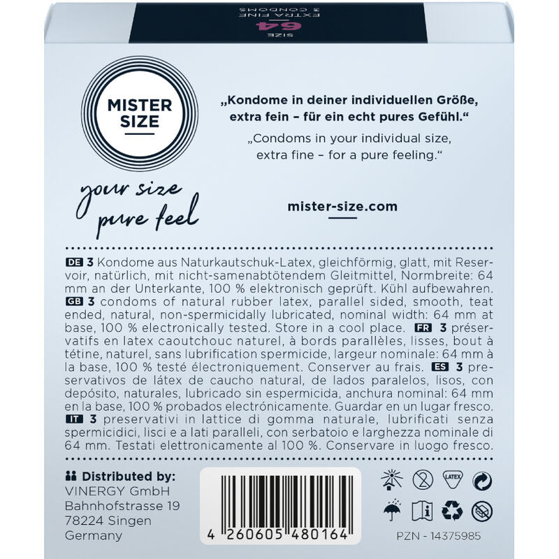 MISTER TAMAÑO - PRESERVATIVOS TAMANHO XXL 64 MM (3 UNIDADES)