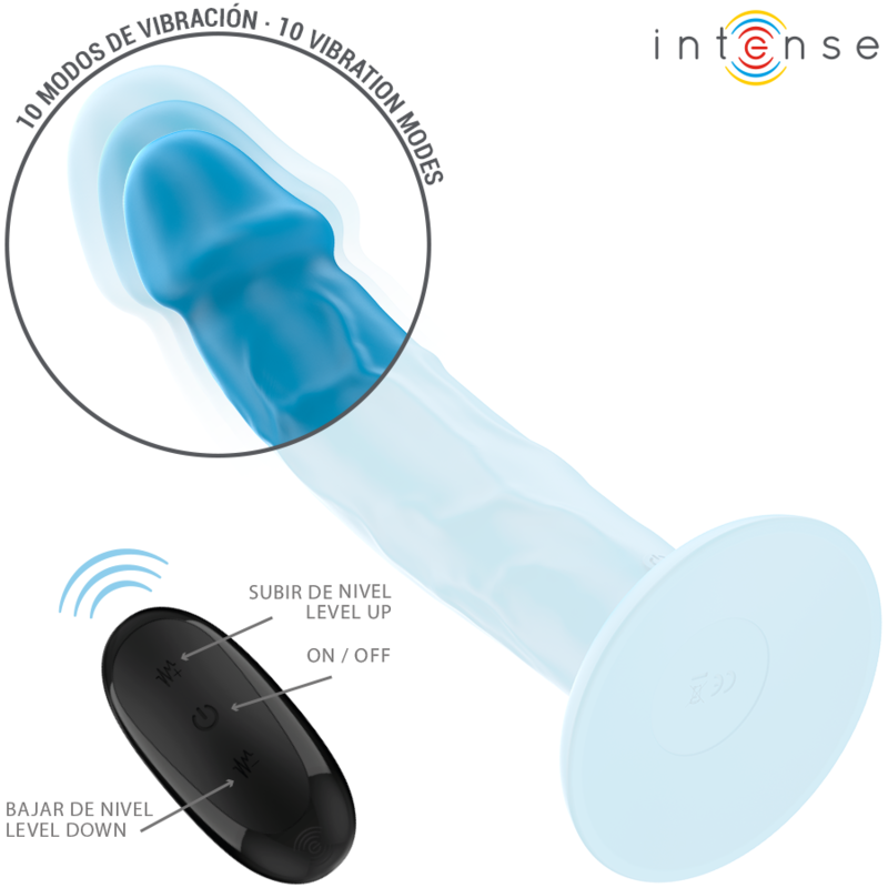 INTENSE - PHOEBE VIBRADOR REALISTA 10 VIBRAÇÕES AZUL COM CONTROLO REMOTO