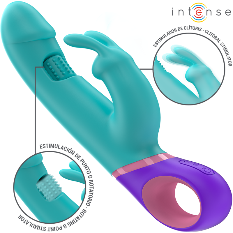 Intense - Monica Rabbit Vibrador Com Estimulador Punto G Rotativo Azul